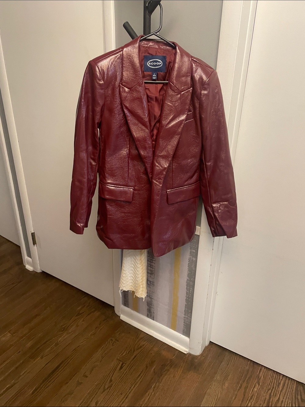 Scoop Burgundy Faux Leather Blazer